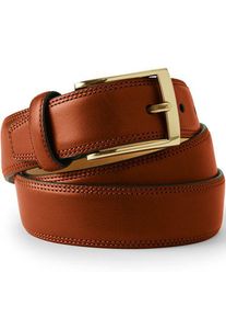 LANDS' END Klassischer G&uuml;rtel aus Handschuh-Leder, Herren,  Braun, Leder/Messing, by Lands' End