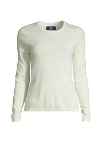 LANDS' END Kaschmir-Pullover mit rundem Ausschnitt, Damen,  Wei&szlig;, Kaschmir, by Lands' End