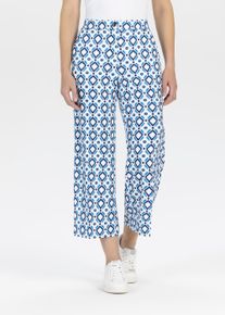 Stehmann Damen 3/4-Hosesantoriniblau,3035, casual, Gr. 34, gemustert, Web, Obermaterial: 95% Polyester, 5% Elasthan, Hosen, mit grafischem Muster