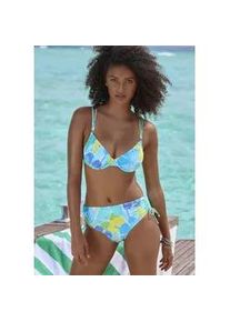 B&uuml;gel-Bikini-Top Sunseeker "Butterfly", Damen, Gr. 42, Cup E, blau (blau, gr&uuml;n), Microfaser, Polyamid, bedruckt, Bikini-Oberteile, mit Schmetterling-Design