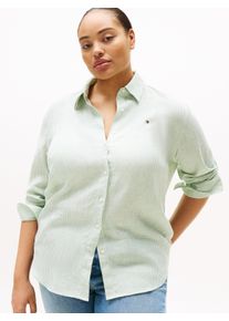 Damen Hemdbluse "CRV ESS LINEN RELAXED SHIRT"classic ithaca, fort grün, casual, Gr. 50, Tommy Hilfiger Curve, gestreift, Web, Obermaterial: 100%