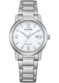 Citizen Damen Solaruhrsilberfarben, Armbanduhren, Armbanduhr, Damenuhr, Lederarmband, analog, Datum, Eco-Drive