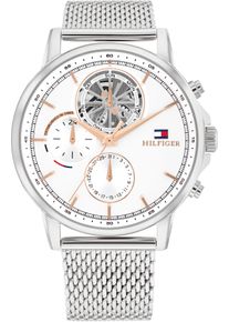 Tommy Hilfiger Herren Multifunktionsuhr "STEWART"silberfarben, Armbanduhren, Quarzuhr, Armbanduhr, Herrenuhr, Edelstahlarmband, analog