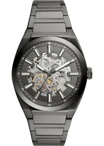 Fossil Herren Automatikuhr "EVERETT"anthrazit, anthrazit, Armbanduhren, Armbanduhr, Herrenuhr, Mechanische Uhr, Lederarmband, analog