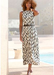 Lascana Jerseykleid mehrfarbig Gr. 34 für Damen. Hoch Geschlossener Ausschnitt und Allover-Druck. Figurumspielend. Nachhaltig.