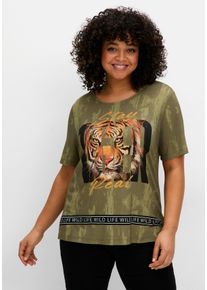 Große Größen T-Shirt mit Animal-Frontprint Gr. 52/54 grün von sheego für Damen