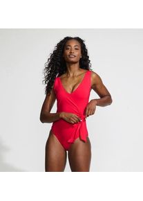LANDS' END Badeanzug mit seitlichem Bindeband, hohes Bein, Damen,  Pink, Nylon-Mischung, by Lands' End