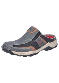 Rieker Herren Clog, Gr. 41grau, schwarz, hellbraun, Lederimitat, Textil, sportlich, Schuhe, Sommerschuh, Hausschuh, zum Schlupfen