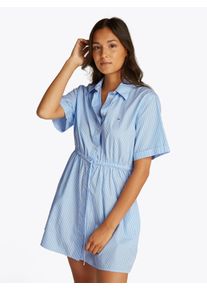 Tommy Jeans Damen Shirtkleid "TJW MINI STRIPE SHIRT DRESS"sugarplum, stripe, casual, Gr. XS, gestreift, Web, Obermaterial: 100% Baumwolle, Kleider,