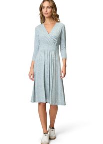 Zero Damen Jerseykleid "Zero Jerseykleid mit Wickeloptik"blaucream, casual, Gr. 36, bedruckt, Single Jersey, Obermaterial: 95% Viskose, 5% Elastan.