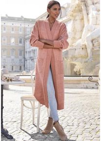 Lascana Longstrickjacke violett Gr. 40/42 für Damen. Mit Knöpfe. Figurumspielend