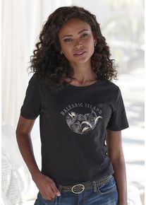 Vivance T-Shirt 'mit schimmerndem Frontprint' schwarz Gr. 32/34 für Damen. Mit Rundhals. Bequem. Nachhaltig.