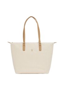 Tommy Hilfiger Damen Tragetasche "POPPY SUMMER TOTE"taupe gestreift, Textil, Lederimitat, Taschen, Damen Umhängetasche, Henkeltasche, Schultertasche