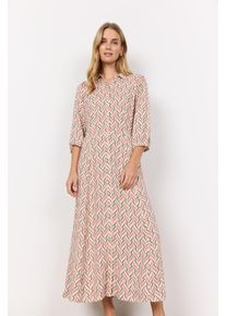 soyaconcept Damen Hemdblusenkleid "SC-PENNY 2"peach pink combi, modisch, Gr. L, gemustert, Web, Obermaterial: 100% Viskose, Kleider