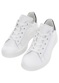 Ara Damen Sneaker "ROM", Gr. 8weiß, dunkelbau, Glattleder, kontrastfarbene Details, sportlich, Schuhe, Schnürschuh, Retro Sneaker, Komfortschuh in