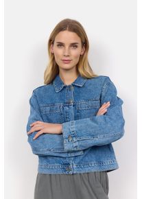 soyaconcept Damen Jeansjacke "SC-DOLORES 2"medium blau denim, modisch, Gr. XXL, unifarben, Denim/Jeans, Obermaterial: 100% Baumwolle, Jacken