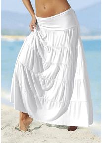 Beach Time BEACHTIME Maxirock weiß Gr. 32/34 für Damen. Mit Spitzenkante. Figurumspielend