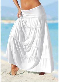 Beach Time BEACHTIME Maxirock weiß Gr. 32/34 für Damen. Mit Spitzenkante. Figurumspielend