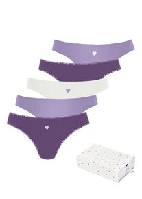 Lascana String mehrfarbig Gr. 32/34 für Damen. Mit Spitze, Print. Körpernah. Nachhaltig.