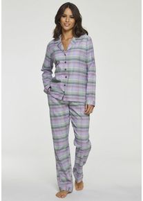 Vivance Dreams Pyjama mehrfarbig Gr. 32 für Damen. V-Ausschnitt und Allover-Druck. Klassisch. Nachhaltig.