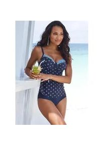B&uuml;gel-Tankini-Top Lascana "Jimer", Damen, Gr. 46, Cup F, blau (nachtblau), Recycling-Polyamid, bedruckt, Bikini-Oberteile, mit Unterbrustgummi