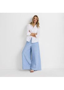 LANDS' END Premium Reinleinen-Palazzohose, Damen,  Blau, Leinen, by Lands' End