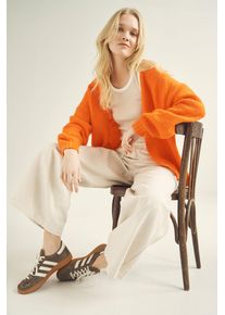 Damen Cardiganiconic orange, casual, Gr. ML, SENSES.THE LABEL, unifarben, Material: 67% Polyacryl, 14% Polyester, 12% Polyamid, 7% Elasthan,