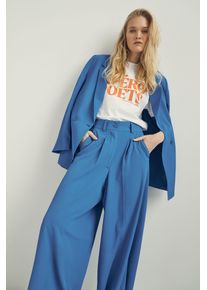 Damen Stoffhoseunique blau, casual, Gr. XL, SENSES.THE LABEL, unifarben, Material: 97% Polyester, 3% Elasthan, Hosen, mit Bügelfalten