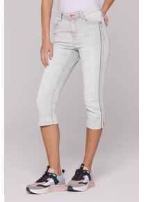 SOCCX Damen Slim-fit-Jeanscloudy grau jogg, casual, Gr. 29, Abriebeffekte, Material: 68% Baumwolle, 16% Polyester, 14% Lyocell, 2% Elasthan, Zusatz: