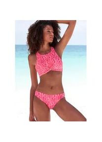 Crop-Bikini-Top ELBSAND "Letra", Damen, Gr. 36, Cup A/B, orange (koralle), Recycling-Polyamid, bedruckt, Bikini-Oberteile, mit tollem Wording