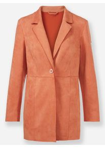 sheego Große Größen Longblazer in Veloursleder-Optik, papaya, Größe 40 - Damen