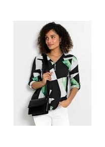 Langarmshirt Inspirationen ""Modal-Baumwoll-Shirt"", Damen, Gr. 42, bunt (schwarz, apfel, gemustert), 50% Baumwolle, 50% Modal, gemustert, V-Ausschnitt, Langarm, Shirts