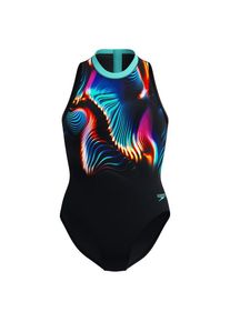 Speedo Printed Hydrasuit Badeanzug Damen Schwimmen (Gr 38 |schwarz)