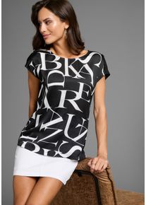 Laura Scott Damen Shirtbluseschwarz, letter, feminin, Gr. 36, bedruckt, Web, Jersey, Obermaterial: 100% Polyester. Rückenteil: 95% Viskose, 5%