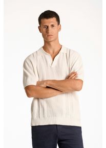 LINDBERGH Herren Kurzarmpulloversalt weiß, casual, Gr. S, unifarben, Strick, Obermaterial: 100% Baumwolle, Pullover, mit Struktur-Muster