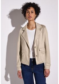 Street One Damen Kurzjackebarley beige, casual, Gr. 44, unifarben, Stoff, 94% Polyester, 6% Elasthan, Jacken, mit Reverskragen