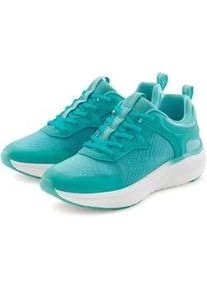Sneaker Lascana "Turnschuhe", Damen, Gr. 39, blau (t&uuml;rkis), Obermaterial: 70% Textilmaterial, 30% Lederimitat. Decksohle: 100% Textilmaterial. Futter: 100% Textilmaterial. Laufsohle: 100% Synthetik, unifarben, Basic, Schuhe Sneaker, Freizeitschuh, Schn&uuml;rhalbschuh mit herausnehmbarer Innensohle VEGAN