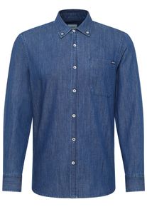 Mustang Herren Langarmhemd "Herren Style Cullman"blau 600, casual, Gr. XXXL, unifarben, Twill, 100% Baumwolle, Hemden