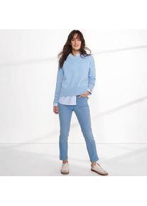 LANDS' END Straight Fit Recover Jeans Mid Waist, Damen,  Blau, Elasthan/Baumwoll-Mischung/Polyester-Mischung, by Lands' End