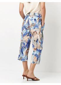Toni Damen 3/4-Hose "Pia"fresh blau, casual, Gr. 46, bedruckt, Web, Obermaterial: 43% Viskose, 39% Baumwolle, 17% Leinen, 1% Elasthan, Hosen, mit