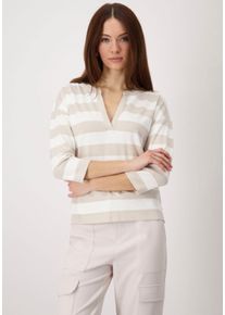monari Damen Sweatshirtwarm sand ringel, modisch, Gr. 40, gemustert, gestreift, mehrfarbig, Strick, Obermaterial: 80% Viskose, 15% Polyester, 5%