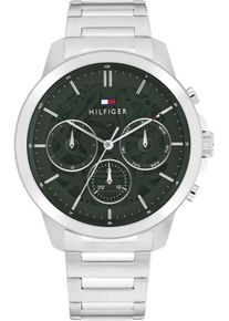 Tommy Hilfiger Herren Multifunktionsuhr "HENRY"silberfarben, grün, Armbanduhren, Quarzuhr, Armbanduhr, Herrenuhr, Edelstahlarmband, analog