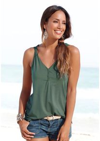 Lascana Strandtop grün Gr. 32/34 für Damen. Mit V-Ausschnitt. Figurumspielend