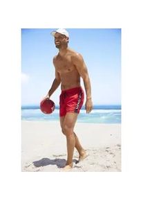 Badeshorts Venice Beach, Herren, Gr. XS (44), N-Gr, rot, Microfaser, Recycling-Polyester, unifarben mit Farbeinsatz, Badehosen Badeshorts, mit gro&szlig;em Markenschriftzug