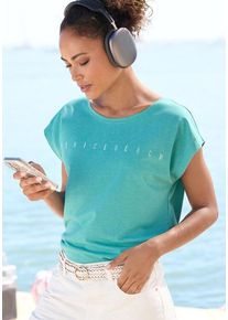 Venice Beach Kurzarmshirt grün Gr. 32/34 für Damen. Rundhals und Druck. Figurumspielend. Nachhaltig.