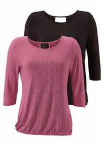 Lascana 3/4-Arm-Shirt 'mit modischem Cut-out' mehrfarbig Gr. 36/38 für Damen. Mit Rundhals. Bequem. Nachhaltig.