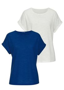 Vivance T-Shirt 'aus bügelfreiem Strukturstrick' mehrfarbig Gr. 32/34 für Damen. Mit Rundhals. Bequem. Nachhaltig.