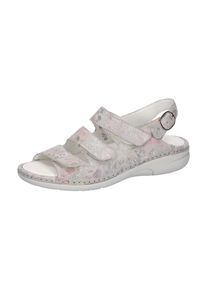 Waldläufer WALDLÄUFER Damen Sandale "GUNNA", Gr. 8hellgrau multicolor, Veloursleder, metallic, klassisch, Schuhe, Klettschuh, Riemchensandalette, Sommerschuh in