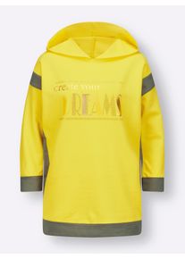 sheego Gro&szlig;e Gr&ouml;&szlig;en Sweatshirt mit goldfarbenem Folien-Print, limone-khaki, Gr&ouml;&szlig;e 48 - Damen