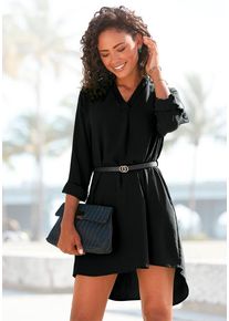 Lascana Longbluse schwarz Gr. 34 für Damen. Mit tiefer V-Ausschnitt. Figurumspielend. Nachhaltig.